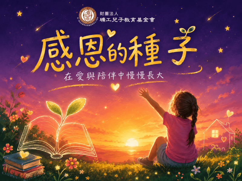 礦工兒子教育基金會透過獎學金與感恩教育陪伴育幼院孩子成長，分享受助學生的感恩故事與生命轉變。